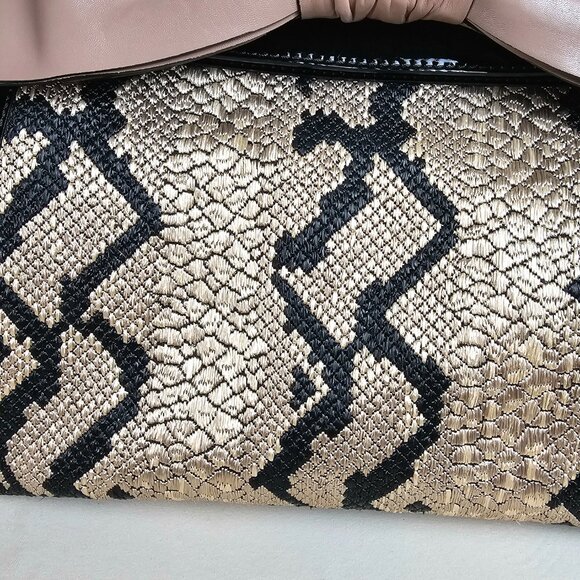 Valentino Garavani Bow Top Handle Bag Snakeskin Print Jacquard Patent Leather - Picture 6 of 16